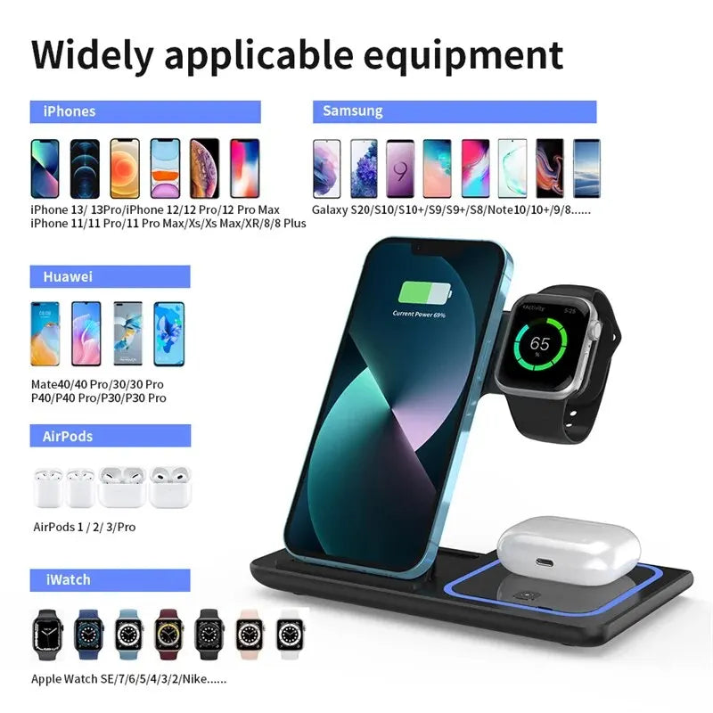 3 In 1 Fast Wireless Charger Stand - Logical Online Shop