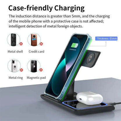 3 In 1 Fast Wireless Charger Stand - Logical Online Shop