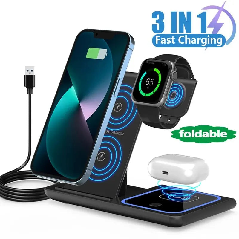 3 In 1 Fast Wireless Charger Stand - Logical Online Shop